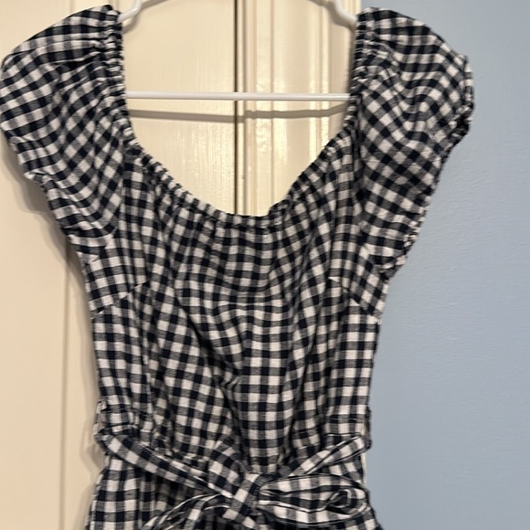 NWOT Seed Teen Navy Gingham Kids Belted Romper w/Pockets - Picture 2 of 4